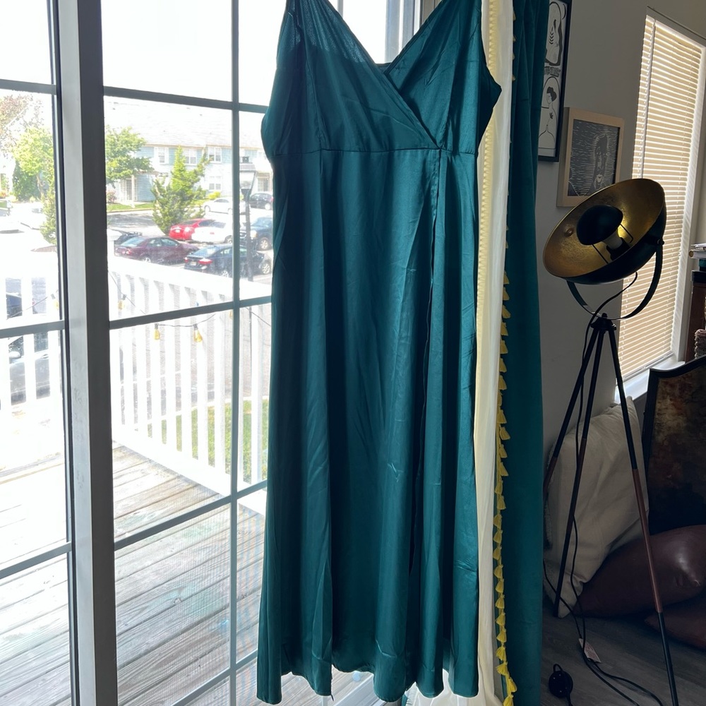 Green silk dress